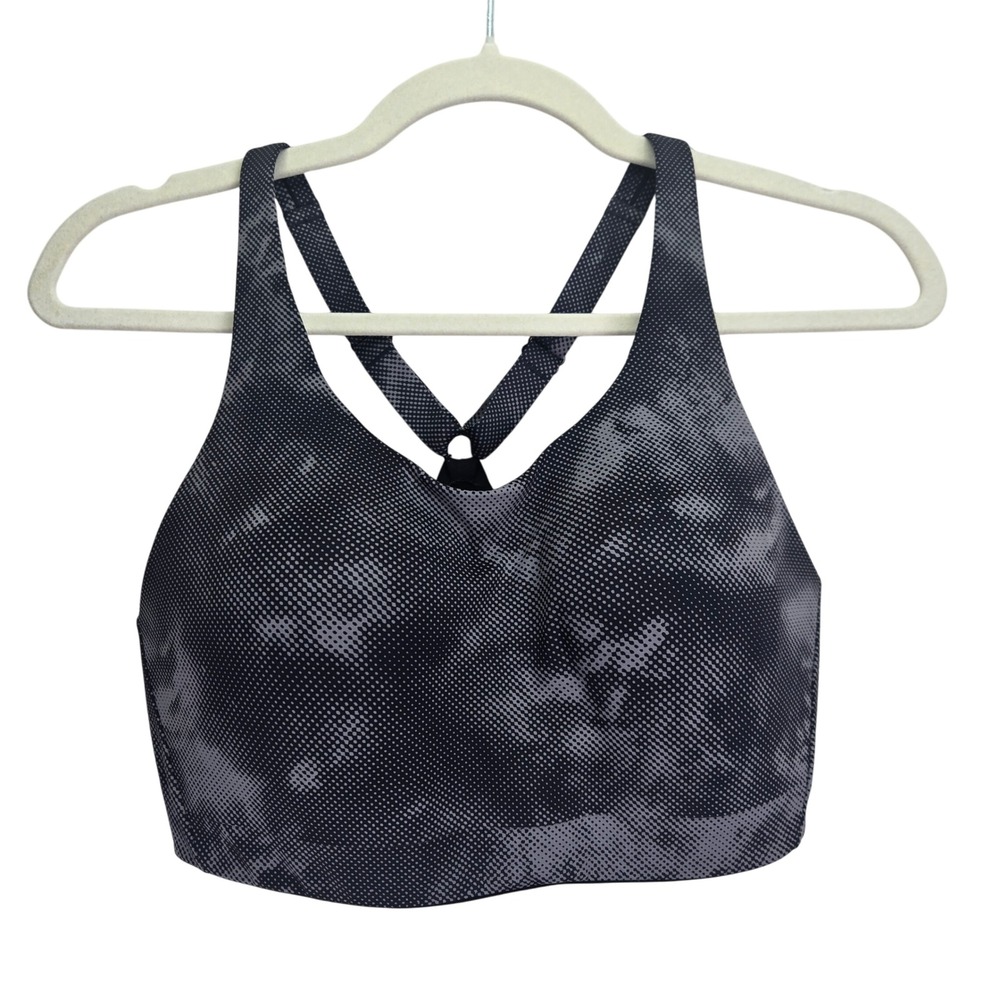 Athleta Black and Gray Tie-Dye Sports Bra